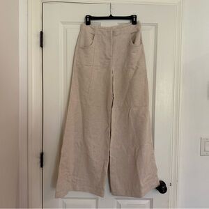 Trish Wescoat Pound Pintucked linen wide leg pants